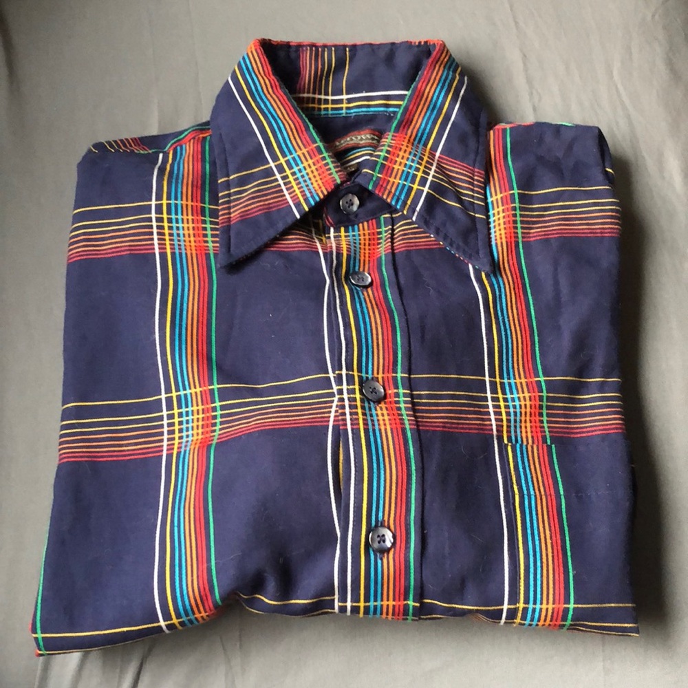 Beautiful Plaid 70s Disco Shirt!